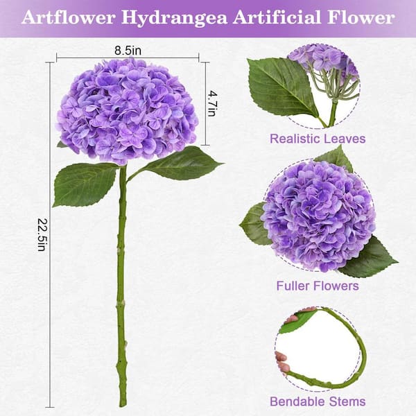 Real Touch 22.5 in Purple Artificial Hydrangea Flowers CABWBQ043