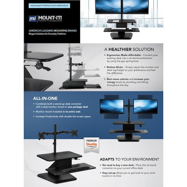 mount-it! Vertical Dual Monitor Stand Adapter for Screens up to 32 in.  Black MI-1758 - The Home Depot
