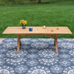 Brown Acacia Wooden Extendable Outdoor Dining Table