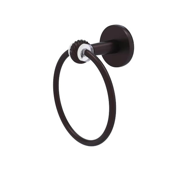 Allied Brass Clearview Collection Wall Mounted Towel Ring with Twisted Accents in Antique Bronze