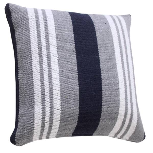 navy striped throw pillow