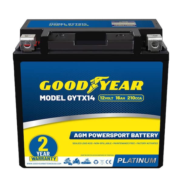 GYTX14-12-Volt 16 AH, 210 CCA, Rechargeable High-Performance, Maintenance Free, SLA-AGM Battery