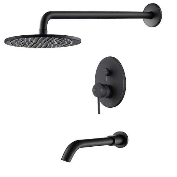 Novatto RADIANCE Single Handle 1 -Spray Tub and Shower Faucet 2.5 GPM in. Matte Black Valve Included