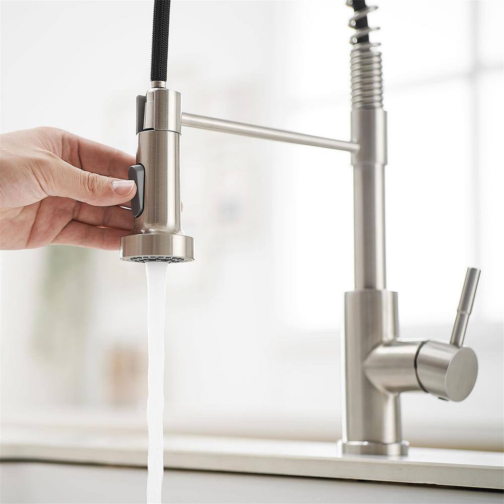 Brushed Nickel Single Handle Pull Down Kitchen Faucet