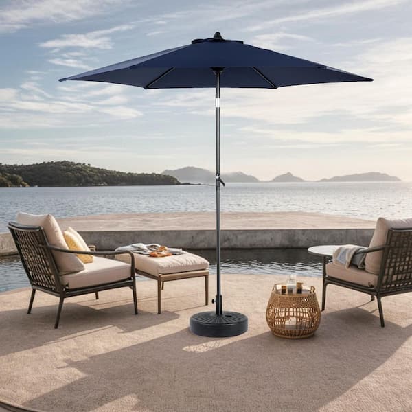 Unbranded 9 x 9 ft. Outdoor Patio Umbrella in Navy Blue with Push Button Tilt and Crank, Base Not Included