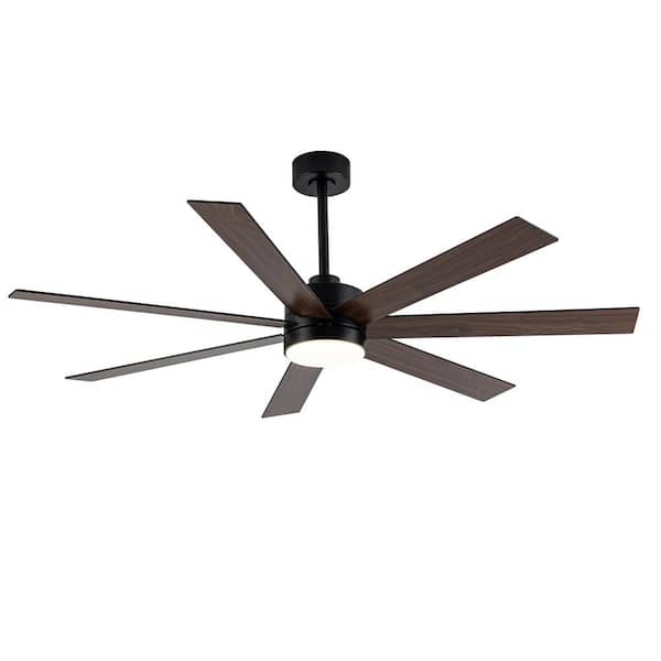 Orville 60 in. Integrated LED Indoor/Outdoor Brushed Steel Ceiling Fan with Light Grey Weathered Oak Blades and Remote