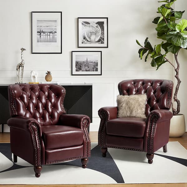 Recliner Leather Armchair Set JAYDEN CREATION Isabel Burgundy