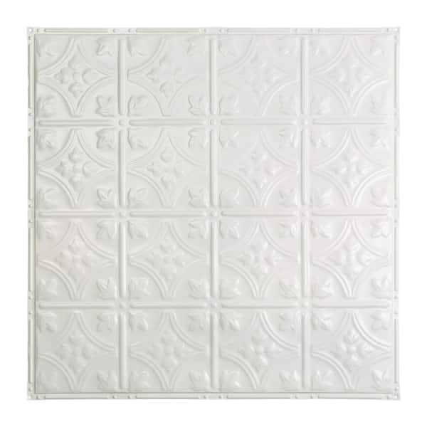 Great Lakes Tin Hamilton 2 ft. x 2 ft. Nail-Up Tin Ceiling Tile in Matte White (Case of 5)