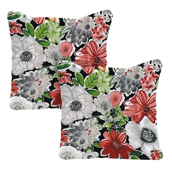 24 in. W x 24 in. H x 5 in. T Square Tufted Outdoor Chair Back Cushion in Tamani Black (2-Pack)