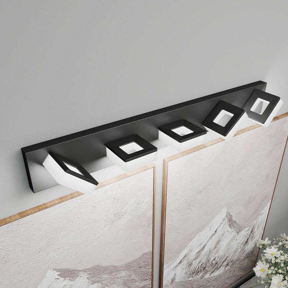 32 in. 5-Light LED Bathroom Black Vanity Light Wall Sconces, Modern Matte Black Fixture for Mirror, Makeup price history on PriceWatchPro
