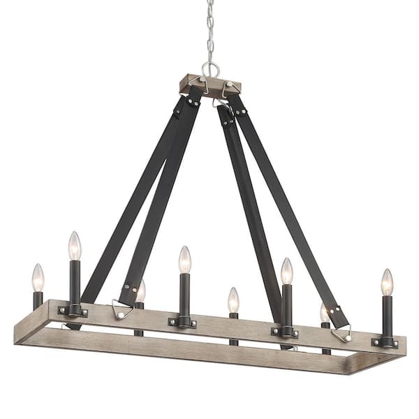 Rawson Ridge 8-Light Aged Silverwood and Brushed Nickel Island Chandelier