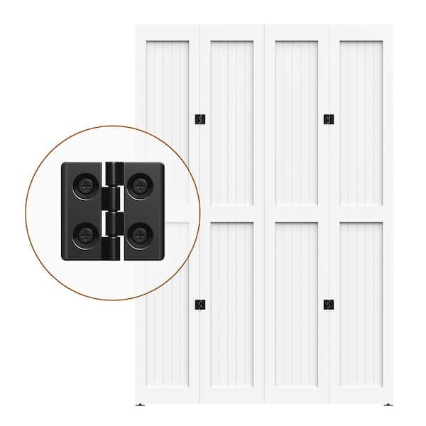 Movisa 4 ft. J-Shaped Bi-Fold Sliding Barn Door Kit for 4 Doors