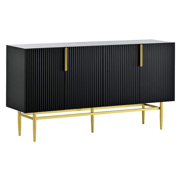 Nestfair Black Wood 60 in. W Sideboard with Gold Metal Handle