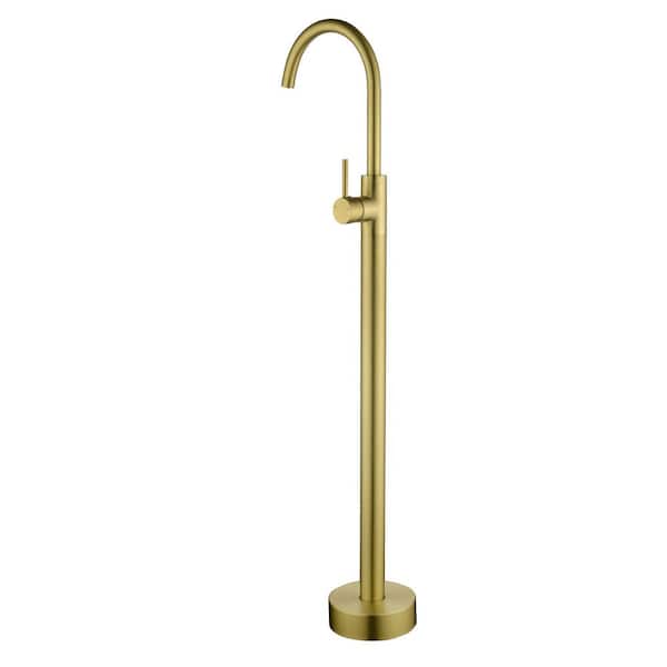 Single-Handle Freestanding Claw Foot Tub Faucet in Brushed Gold