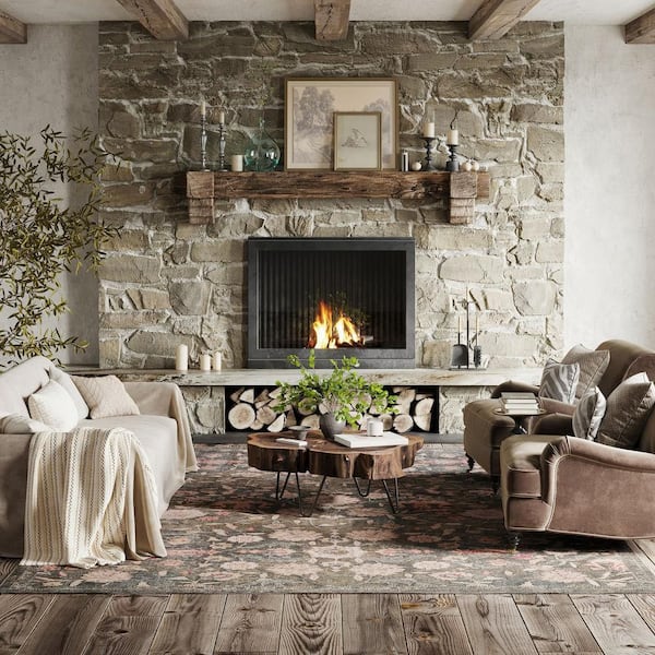 Elaris Traditional Floral and Paisley Area Green 5 ft. x 8 ft. Indoor Area Rug