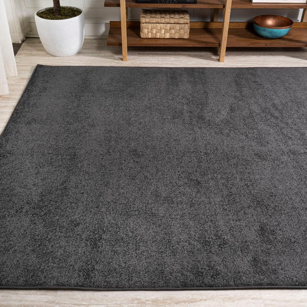 Haze Solid Black Synthetic Low-Pile Area Rug