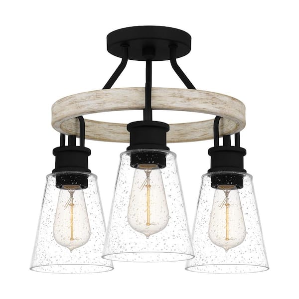 Quoizel Kingsbridge 3-Light Semi-Flush Mount with Clear Seeded Glass