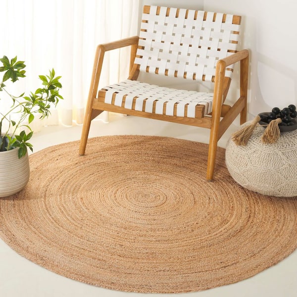 Natural Fiber 5 ft. x 5 ft. Natural Solid Color Round Area Rug