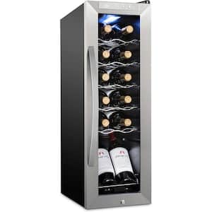 Wine Fridge, Single Zone 12-Bottle Free Standing Wine Cooler with Lock