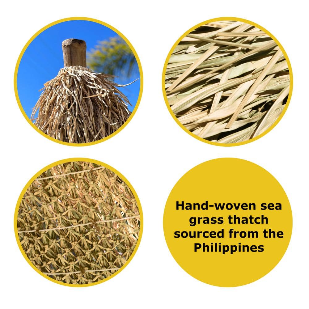 Natural Bamboo and Seagrass Thatch Beach Patio Umbrella