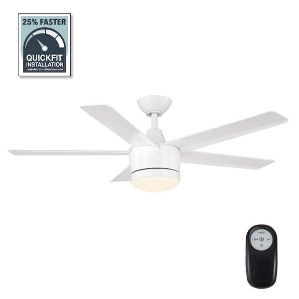 Home Decorators Collection Merwry 48 in. Integrated LED Indoor White Ceiling Fan with Light Kit and Remote Control