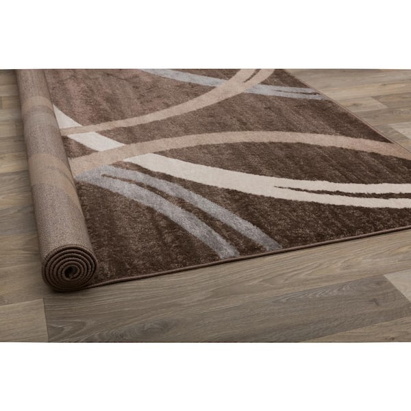 Toscana Brown 2 ft. 7 in. x 10 ft. Modern Abstract Circles Indoor Runner Rug