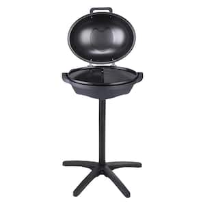 Indoor/Outdoor Electric Grill 200 sq. in. Electric BBQGrill 2 Zone Gril Surface Removable Stand Electric Grills in Black
