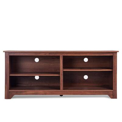 58 in. Brown TV Stand with 0-Drawer, Fits TV's up to 65 in. with Cable Management