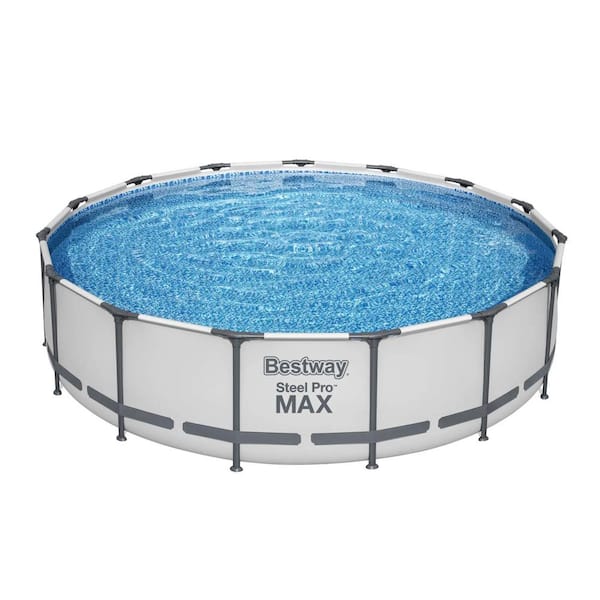 Bestway 56687E-BW Pro MAX 15 ft. x 15 ft. Round 42 in. Deep Metal Frame Above Ground Swimming Pool with Pump & Cover - 3