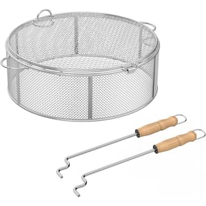 18 in. x 6 in. Fire Pit Spark Protector Screen Cover with 2 Sticks for Backyard/Outdoor