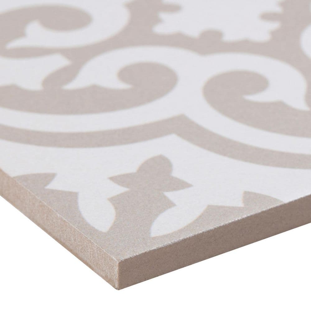 Bliss 8" Brown and White Porcelain Patterned Tile