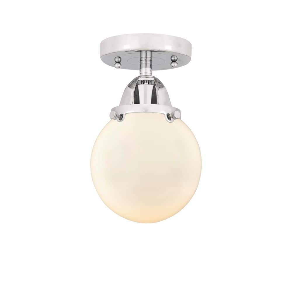 Beacon 6 in. 1-Light Polished Chrome Industrial Semi-Flush Mount with Frosted Glass Shade price history on PriceWatchPro