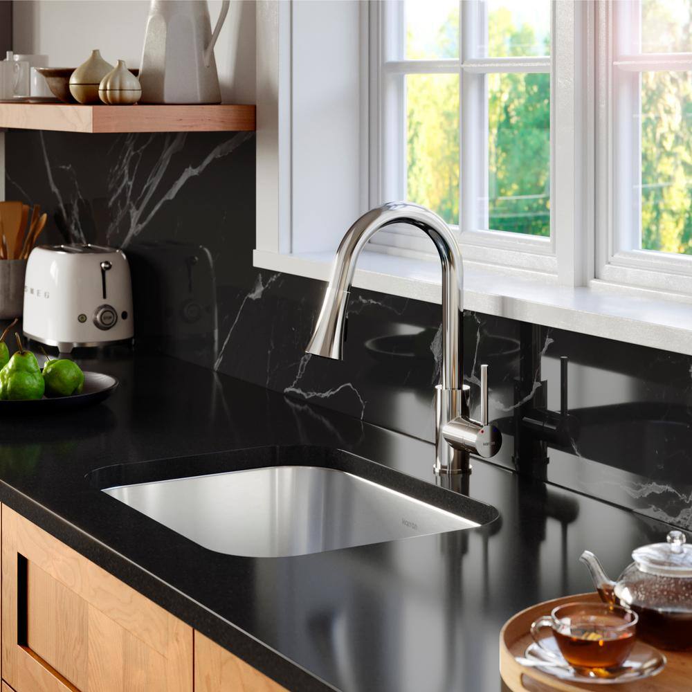 23'' Satin Brushed Stainless Steel Single Bowl Undermount Sink Kit