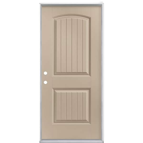 Masonite 36 in. x 80 in. Cheyenne 2-Panel Right-Hand Inswing Painted Smooth Fiberglass Prehung Front Exterior Door No Brickmold