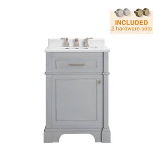 Melpark 24 in. W x 20 in. D x 34.5 in. H Bath Vanity in Dove Gray with White Cultured Marble Top