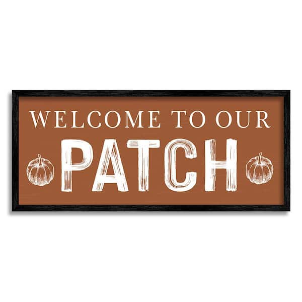 Stupell Industries Welcome Pumpkin Patch by Lettered and Lined 1 Piece Framed Graphic Print Typography Poster Art Print 30 in. x 13 in.