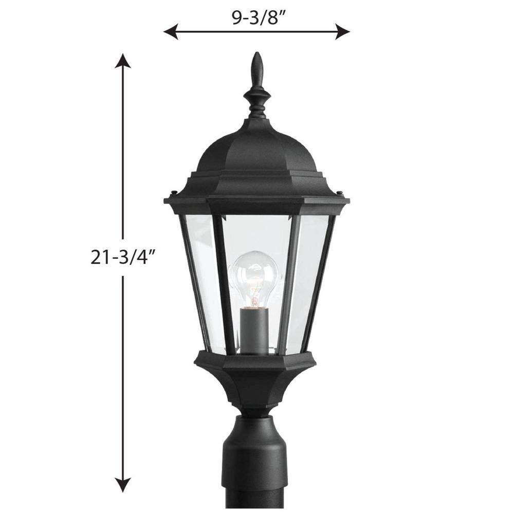 Welbourne Textured Black Outdoor Post Lantern with Clear Beveled Glass