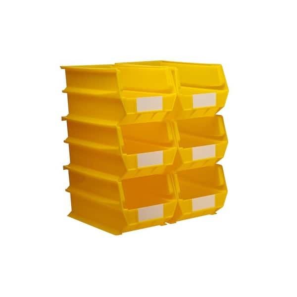 LocBin 14-3/4 in. L x 8-1/4 in. W x 7 in. H Yellow Stacking, Hanging, Interlocking Polypropylene Bins, 6 CT