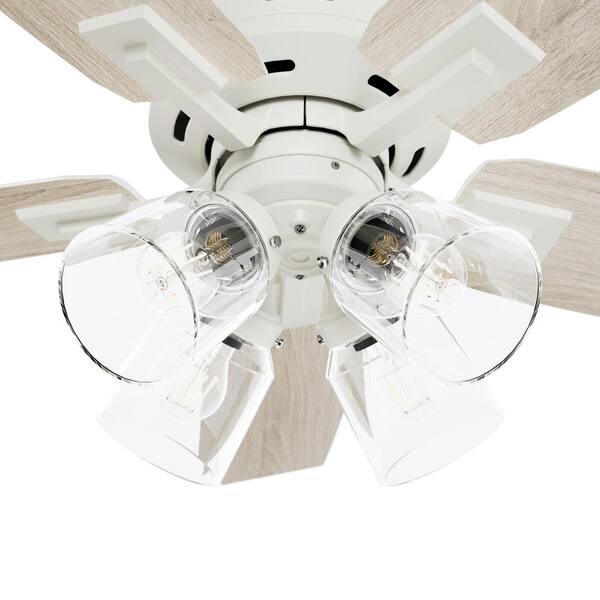 Hunter - Gatlinburg 44 in. Indoor Matte White Ceiling Fan with Light Kit and Remote Included