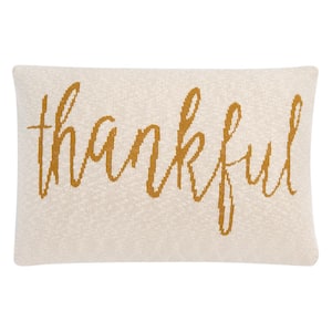 Thankful Natural/Mustard 16 in. x 24 in. Throw Pillow