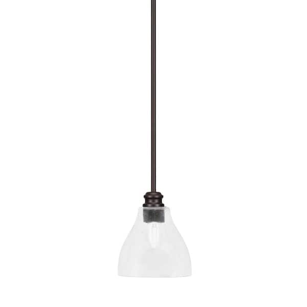 Unbranded Albany 60-Watt 1-Light Espresso Shaded Pendant Light with Clear Bubble Glass Shade, No Bulbs Included