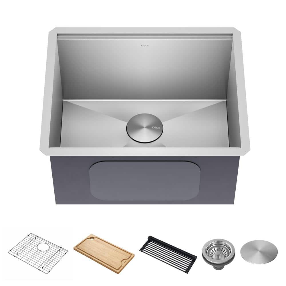 KRAUS Kore 16-Gauge Stainless Steel 23 in. Single Bowl Undermount Laundry  Utility Kitchen Sink with Accessories KWU100-23L The Home Depot