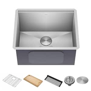 Kore 16-Gauge Stainless Steel 23 in. Single Bowl Undermount Laundry Utility Kitchen Sink with Accessories