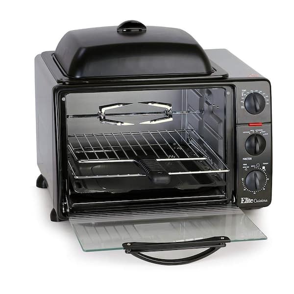 Elite Platinum 1500 W 6-Slice Black Toaster Oven with Broiler