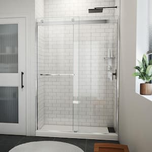 Sapphire-V 54 in. W x 76 in. H Sliding Bypass Semi Frameless Shower Door in Chrome with Clear Glass