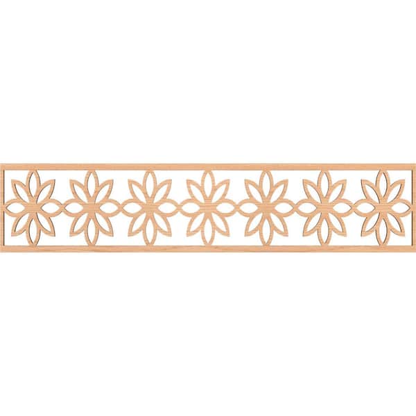 Ekena Millwork Daisy Fretwork 0.25 in. D x 46.75 in. W x 10 in. L Hickory Wood Panel Moulding