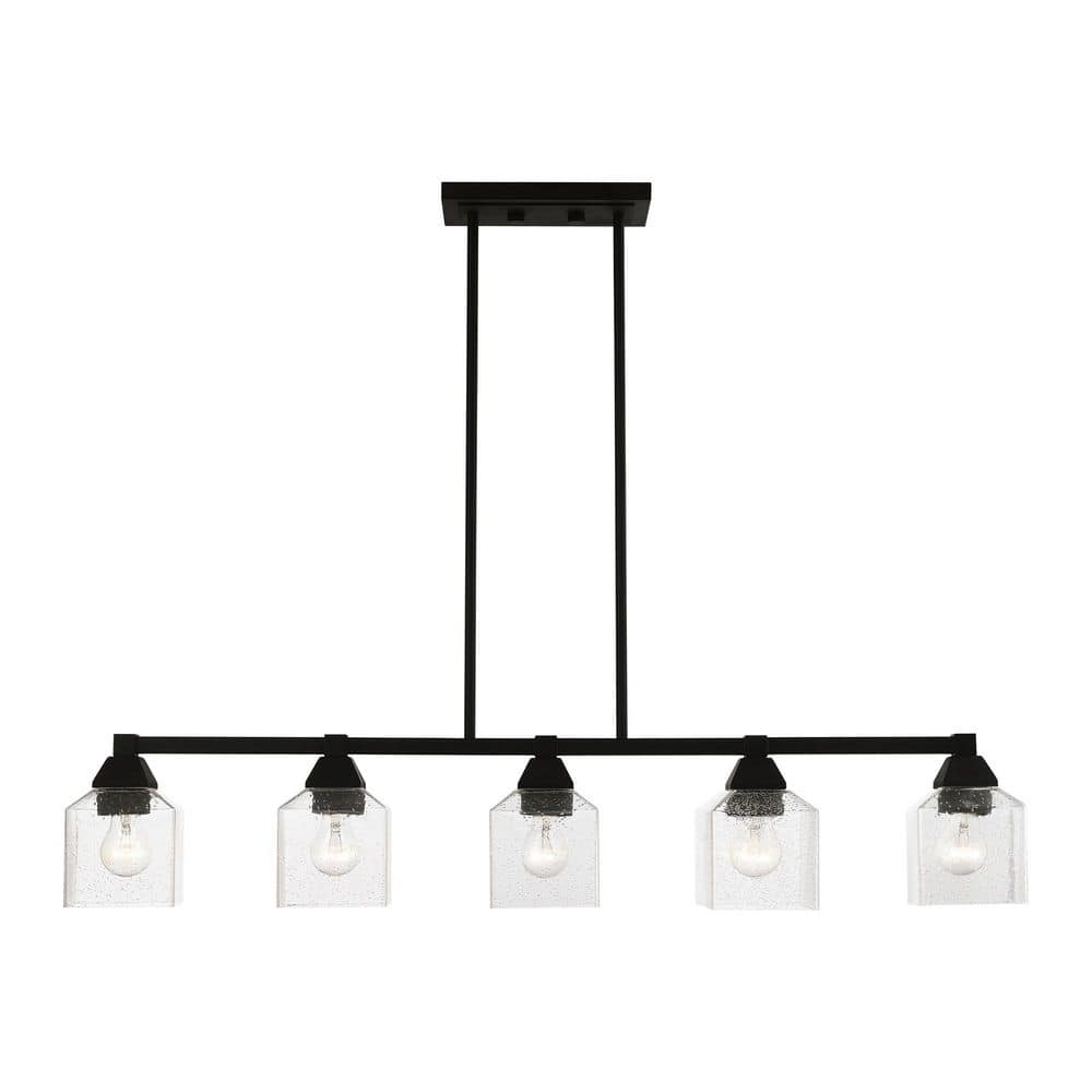 Lansford 5-Light Black Linear Chandelier with Clear Seeded Glass price history on PriceWatchPro
