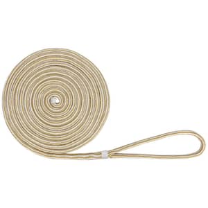 BoatTector 5/8 in. x 25 ft. Double Braid Nylon Dock Line in White and Gold