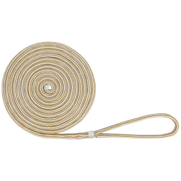 Extreme Max 3006.2132 BoatTector 5/8 D x 25' L White/Gold Nylon Double Braid Dock Line