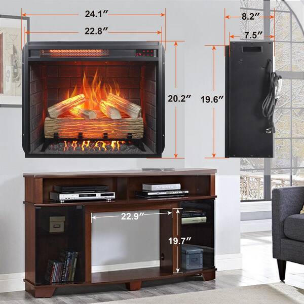 Mondawe 23 in. 5000BTU Electric Fireplace Insert with Timer